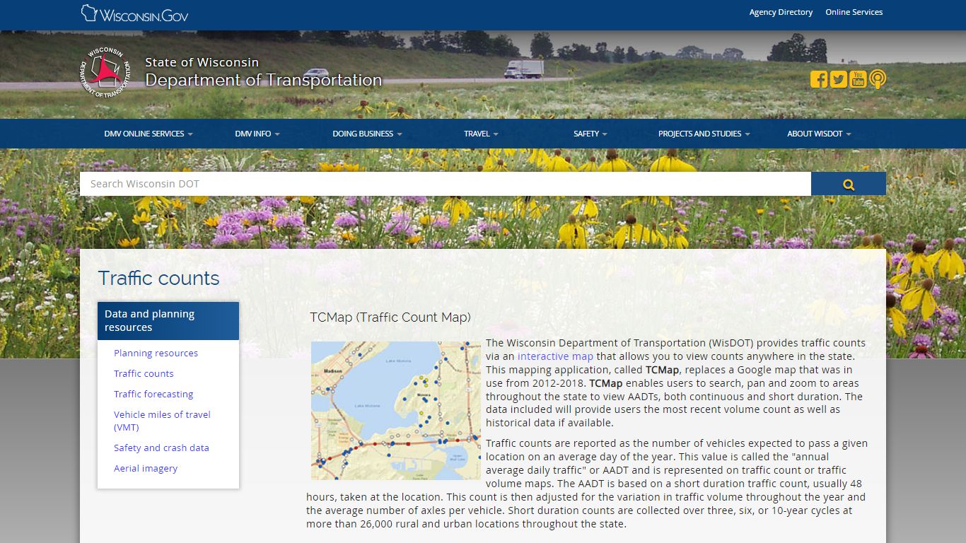 Wisconsin Department of Transportation Traffic counts